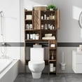 thumbnail image 1 of Walsunny Over the Toilet Storage Cabinets with Doors Side Shelves Toilet Paper Holder Stand Organizer Shelf Rack Space Saver above behind Toilet Freestanding for Bathroom Restroom Laundry Walnut, 1 of 7