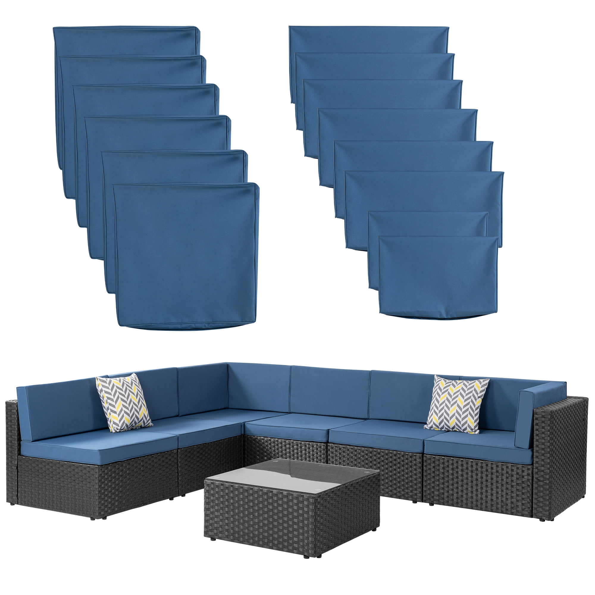 Colell Outdoor Furniture Loveseat Patio 2 Seater Couch Small Sofa No-Slip Cushions Pillows Waterproof Cover Hokku Designs Cushion Color: Peacock Blue