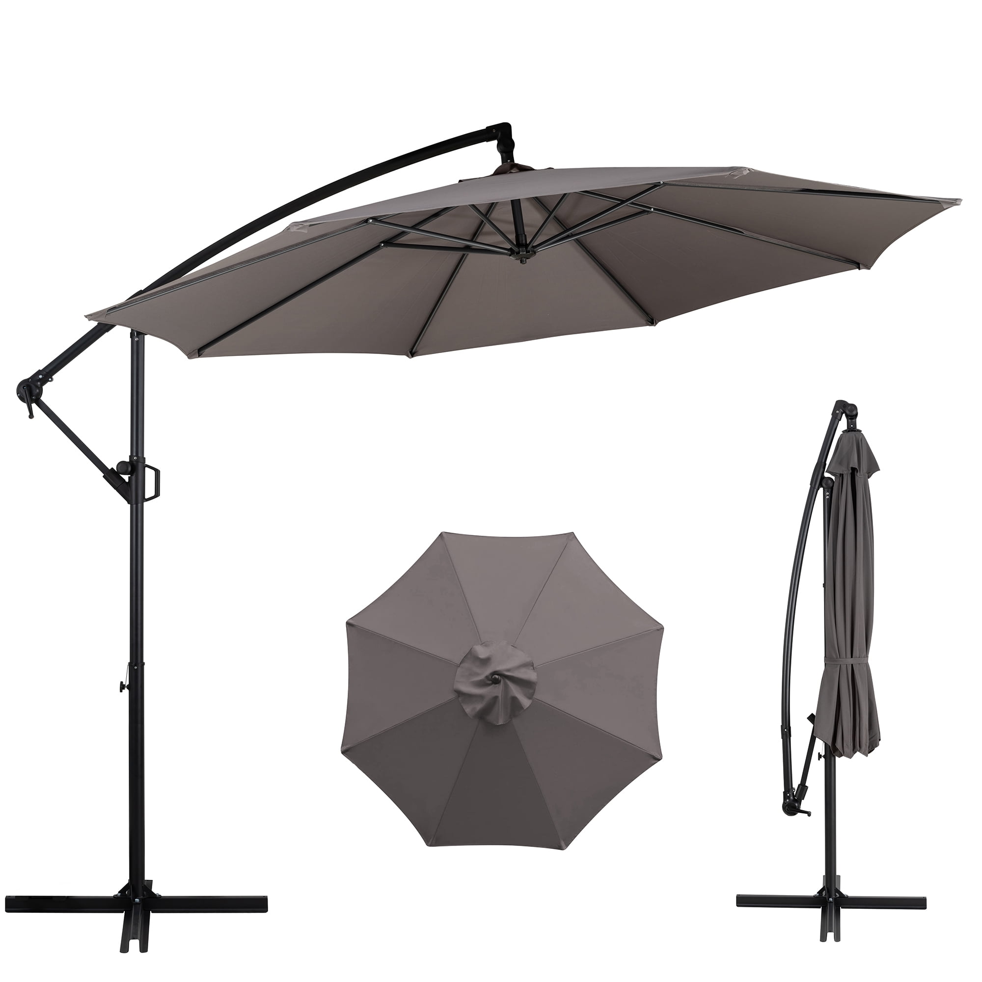 Walsunny Patio Offset Umbrella Easy Tilt Adjustment,Crank and Cross