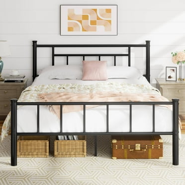 Walsunny Queen Bed Frame with Headboard and Footboard, No Box Spring Needed, Easy Assembly Anti-Slip Support