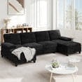 thumbnail image 1 of Walsunny U-Shaped Sectional Sofa Couch, 4 Seat U Shaped Oversized Clearance Sofa Set with Double Chaise for Living Room, Black, 1 of 8