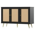 thumbnail image 1 of Walsunny Sideboard Buffet Storage Cabinet,Kitchen Storage Cabinet with 3 Rattan Decorated Doors, Accent Cabinet Sideboard Cabinet for Dining Room, Living Room, Entryway, Hallway,Black, 1 of 8