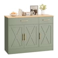thumbnail image 1 of Walsunny Sideboards Buffets Cabinet Table 42.5" with 2 Drawers 3 Doors Adjustable Shelf Farmhouse Coffee Bar Cabinet with Storage for Kitchen Living Room Dining Room Green, 1 of 8