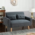 thumbnail image 1 of Walsunny Small Modern Loveseat Sofa, Upholstered Fabric Love Seat with Linen Cushions, Compact and Stylish for Small Spaces, Living Room, Bedroom, Office,Dark Gray, 1 of 8