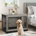 thumbnail image 1 of Walsunny Wooden Dog Crate Furniture,Double-Doors Kennel Indoor with Divider and Removable Tray,End Table Dog Crate for Decoration 44.1"L x 29.5"W x 32.3"H，Grey, 1 of 7