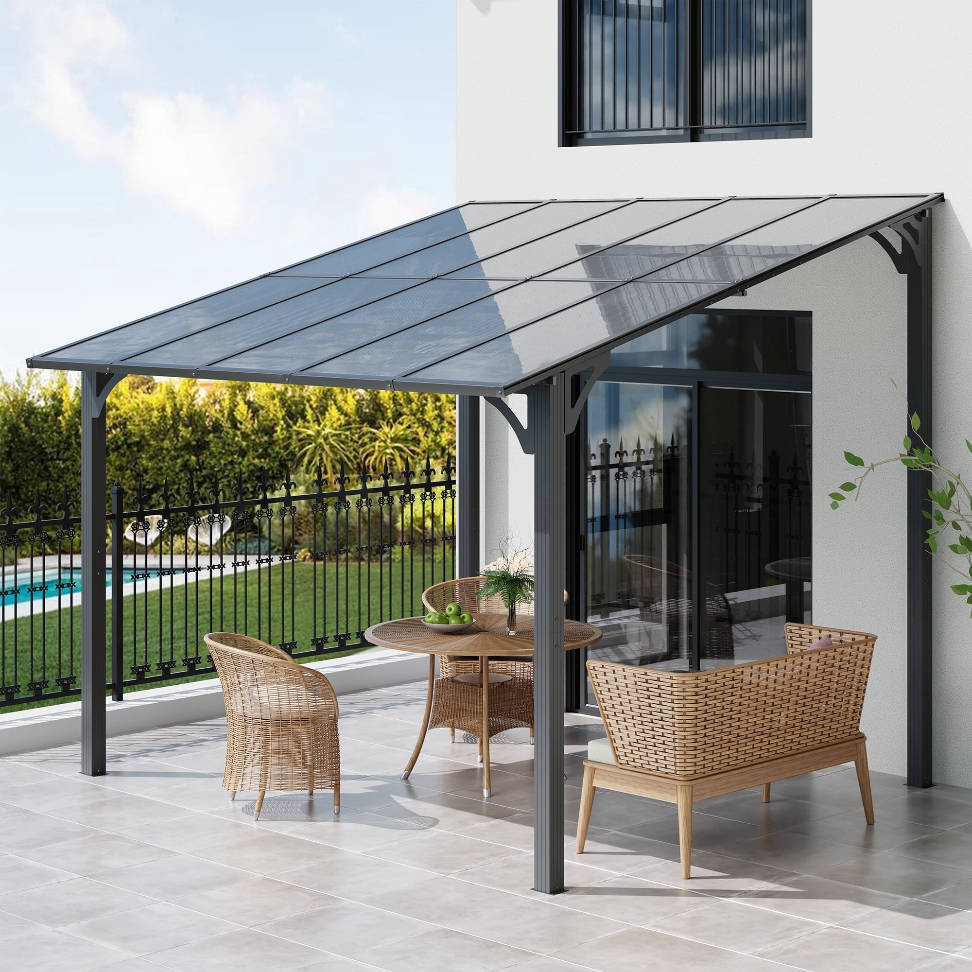 Walsunny Gazebos Hardtop 10' x 10' Outdoor Aluminum Pergola Heavy Duty ...