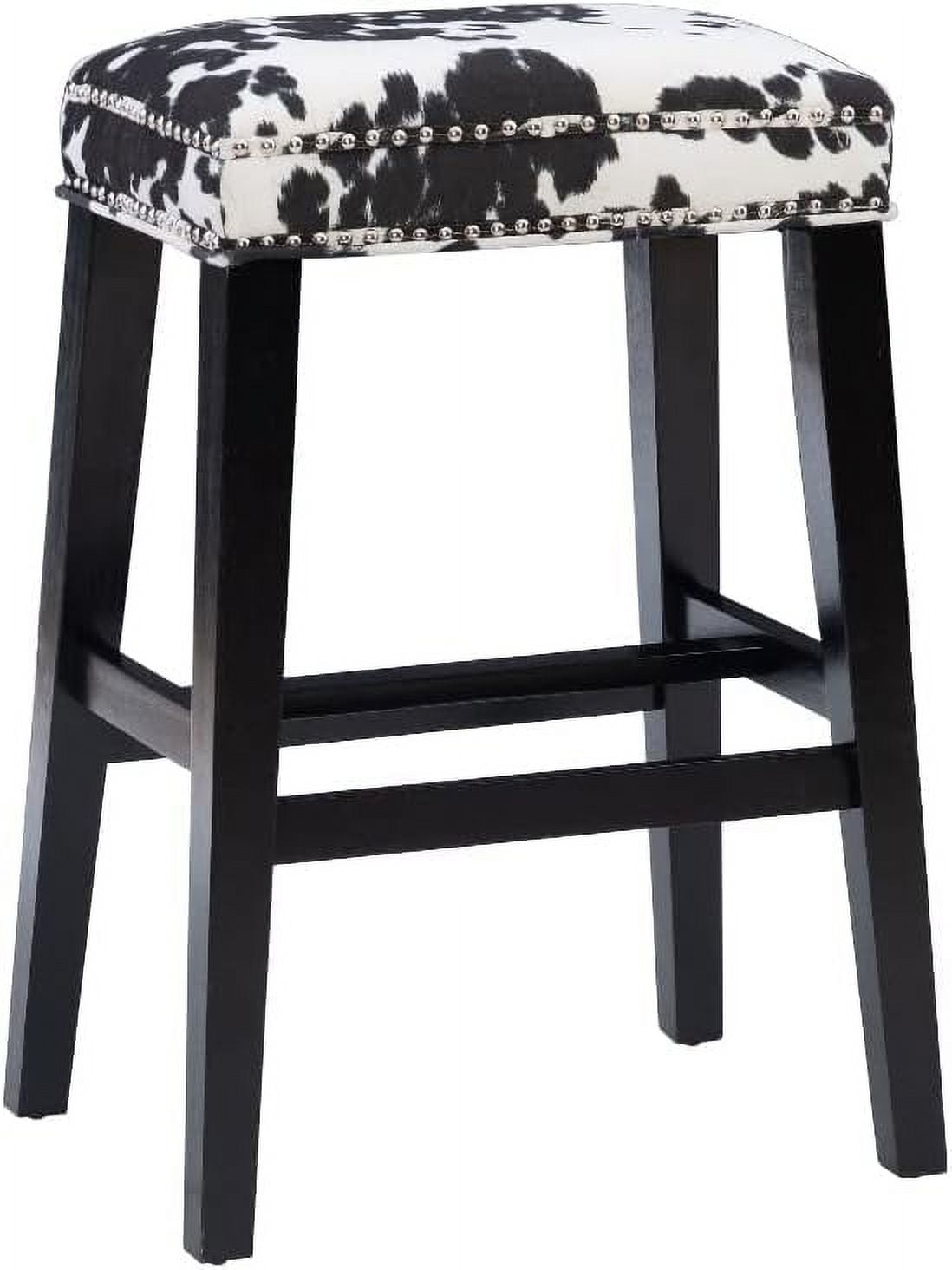 Walt 30" Wood Cow Print Bar Stool In Black