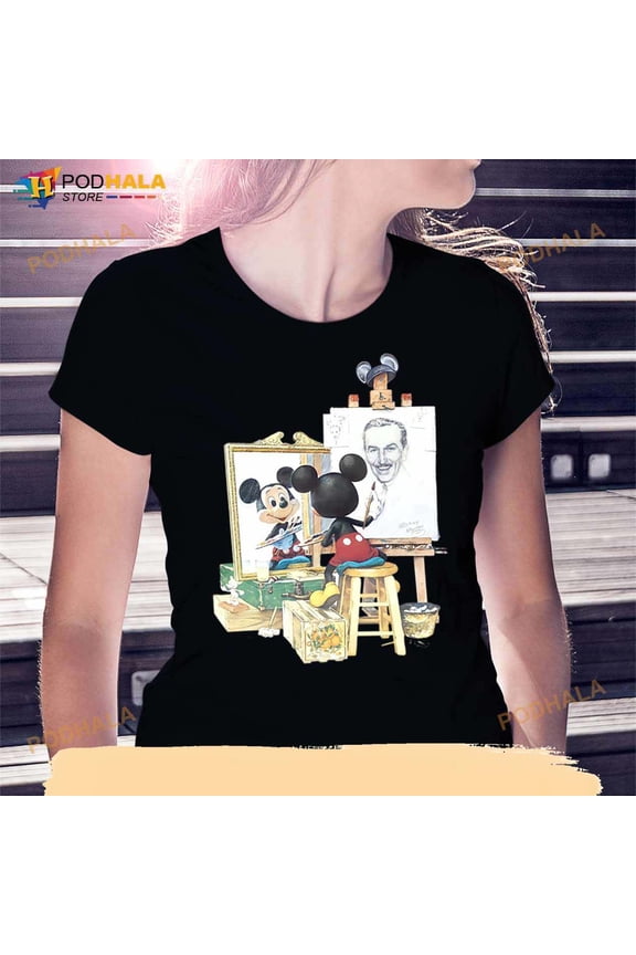 Walt Disney And Mickey Mouse Self Portrait Shirt