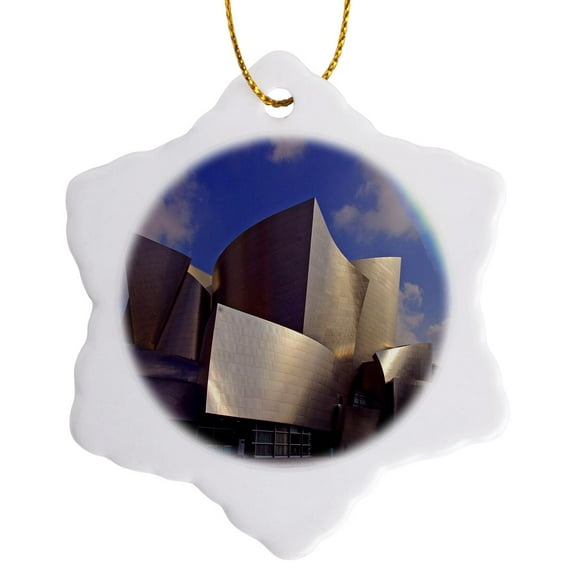 3drose, Walt Disney Concert Hall, 3 inch Snowflake Porcelain Ornament