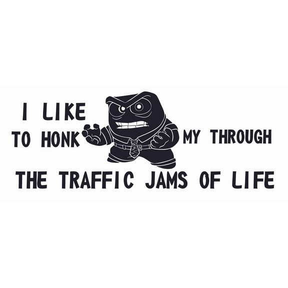 Walt Disney Inside Out Anger Wall Art Decal Quotes - I Like To Honk My Way Through The Traffic Jams Of Life | 8" x 20" Stick And Peel Pixar Animation Vinyl Adhesive Home Decoration Removable Sticker