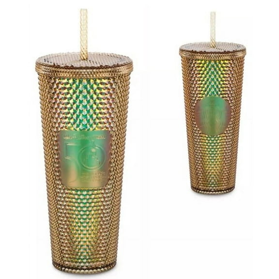 Walt Disney World 50th Anniversary Geometric Starbucks Tumbler with Straw  Gold
