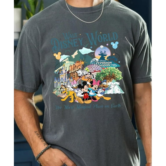 Walt Disney World Comfort Colors T-Shirt, Disney Mickey Magic Kingdom, Animal Kingdom Epcot Typhoon Lagoon Family Trip Tee, Most Magical Place on Earth Gift,Pepper color,size 3XL