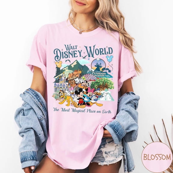 Walt Disney World Comfort Colors T-Shirt, Disney Mickey Magic Kingdom, Animal Kingdom Epcot Typhoon Lagoon Family Trip Tee, Most Magical Place on Earth Gift