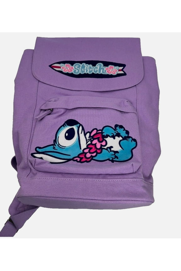 Walt Disney World Parks Lilo & Stitch Embroidered Purple Backpack