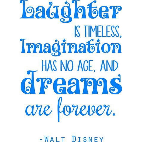 Walt StickerDecal Wall Lettering - Bedroom Quote - "Laughter..Imagination...Dreams" - Vinyl Decal - 20"x14"