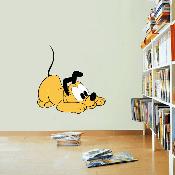 Walt StickerDecal Young Pluto Wants To Play Vinyl Wall Decal | 20" x 20" Removable Home Art Cartoon Character Adhesive Decor Design Kids Bedroom Nursery Decoration Living Room Sticker - Multicolor