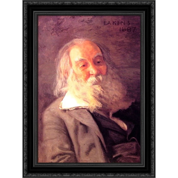 Walt Whitman 19x24 Black Ornate Wood Framed Canvas Art by Eakins, Thomas