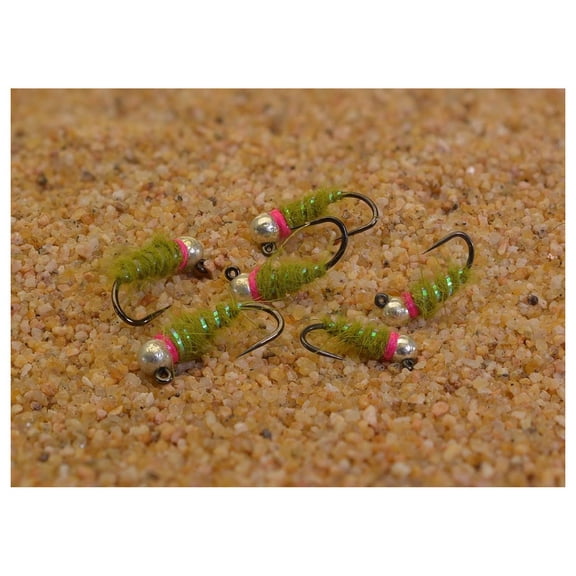 Walt's Worm Jig Head Fly - Olive - Euro Nymph Tied on Hanak - 6ct Packs