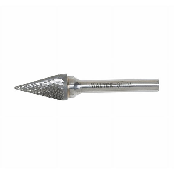 Walter 01V049 Carbide Burr 1/4 x 1 Conical (SM) 1/4 x 1.5" Shank