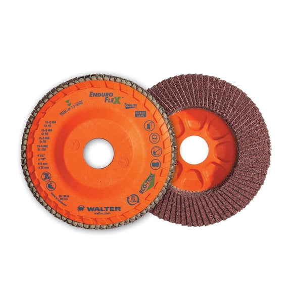 Walter 06F454 4-1/2x5/8-11 Enduro-Flex Stainless Spin-On Flap Discs with Eco-Trim Backing 40 Grit Type 27S, 10 pack