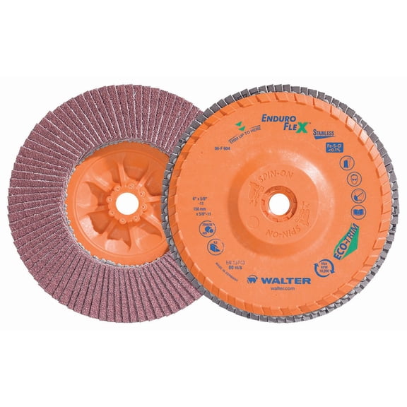 Walter 06F604 Enduro-Flex Stainless Spin-On Flap Disc 6" x 5/8-11" 40 Grit