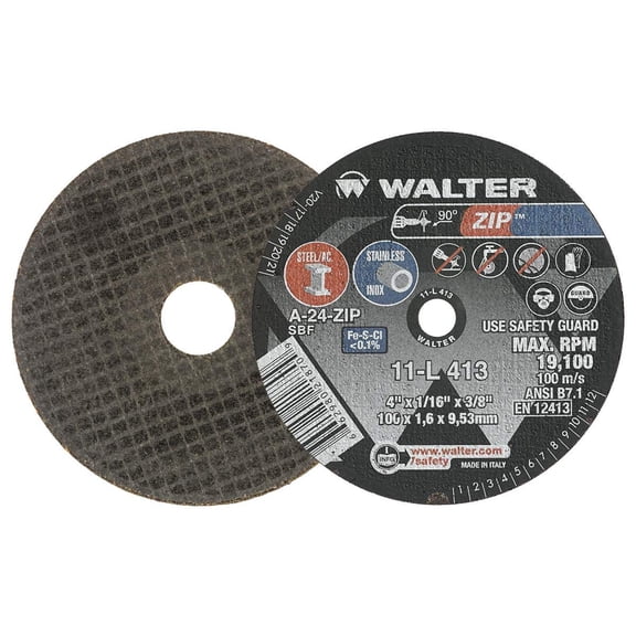 Walter 11L413 Cutting/Grinding Cutoff Wheel Pack of 25, 4in Abrasive Wheel