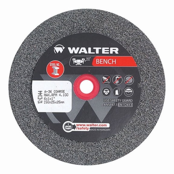 Walter 12E344 Bench Grinding Wheel 1" x 6" x 1" Arbor Type 1 Coarse Grade