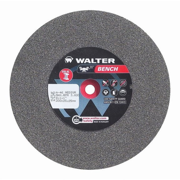 Walter 12E545 Bench Grinding Wheel 1" x 8" x 1" Arbor Type 1 Medium Grade