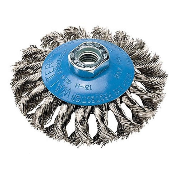 Walter 13H414 Saucer-Cup Knot-Twisted Brush  4 in. Carbon Steel Wire Brush