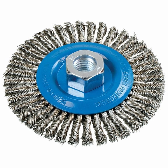 Walter 13K464 Wire Wheel Brush .020" Stringer Bead SS 4-1/2" 5/8-11 Arbor