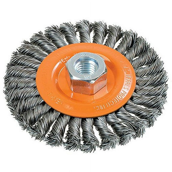 Walter 13L454 Knot Twisted Wire Wheel Brush 4-1/2in Carbon Steel Finishing Brush