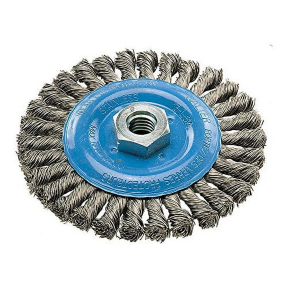 Walter 13L514 Knot Twisted Wire Wheel Brush 5 in Stainless Steel Finishing Brush