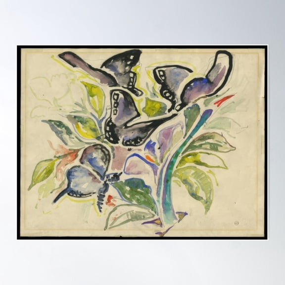 Walter Anderson Butterflies Flowers Poster Wall Art UNFRAMED PAPER POSTER, Home Decor