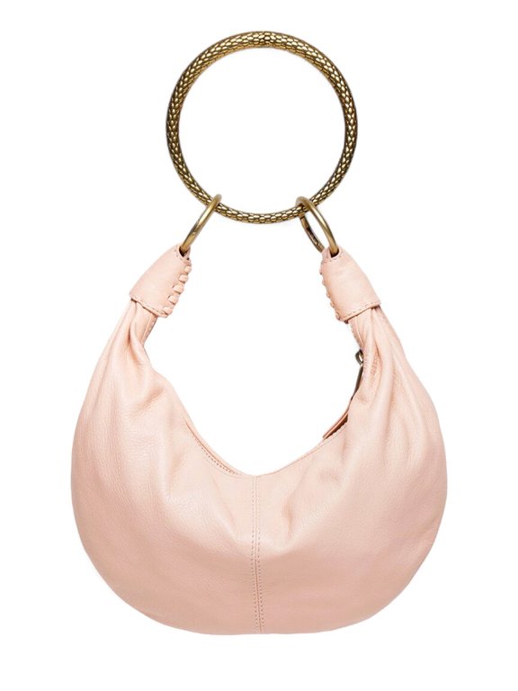Jane Mini Leather Hobo Bag, Orange