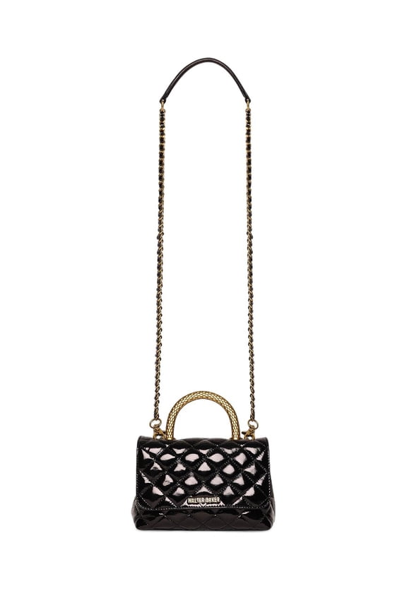 Leila Snake Mini Leather Top Handle, Black