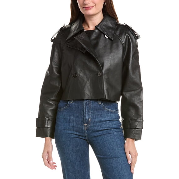 Walter Baker womens Merci Leather Jacket, XL, Black