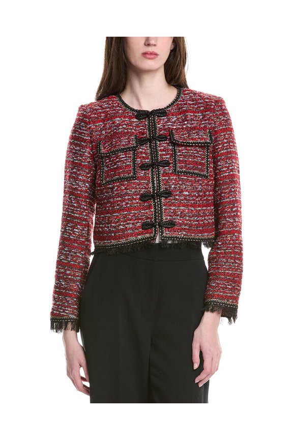 womens Naomi Tweed Jacket, l, Red