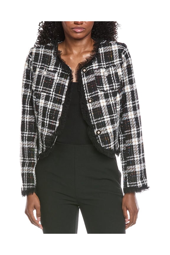 womens  Nolita Tweed Jacket, l, Black