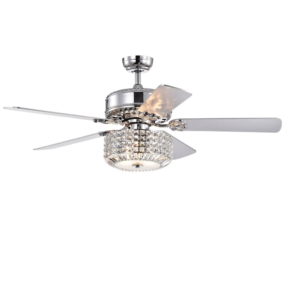 Walter Chrome 52-inch Lighted Ceiling Fan with Crystal Bowl Shade (includes Remote and Light Kit)