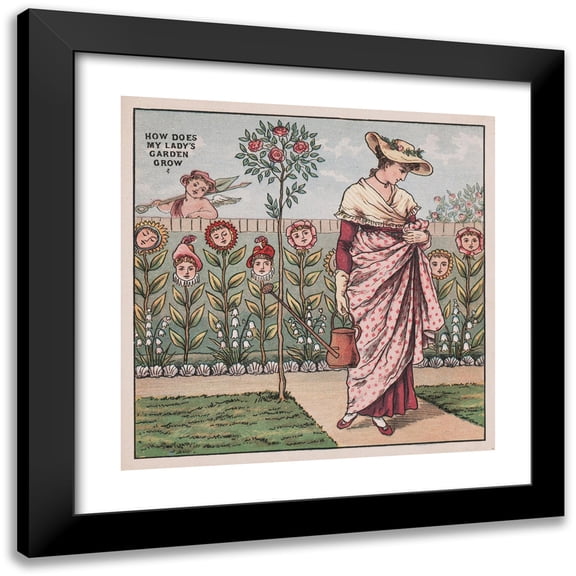 Walter Crane 12x12 Black Modern Framed Museum Art Print Titled - How Does My Lady's Garden Grow (1877)