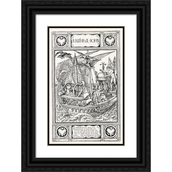 Walter Crane 13x18 Black Ornate Wood Framed Double Matted Museum Art Print Titled - The Six Swans (1922)