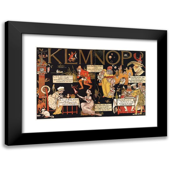 Walter Crane 14x11 Black Modern Framed Museum Art Print Titled - The Absurd A.B.C Pl 4 (1874)