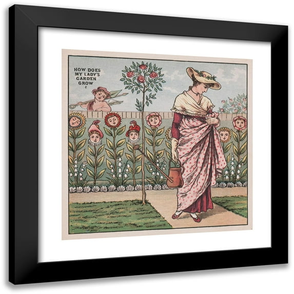 Walter Crane 15x15 Black Modern Framed Museum Art Print Titled - How Does My Lady's Garden Grow (1877)