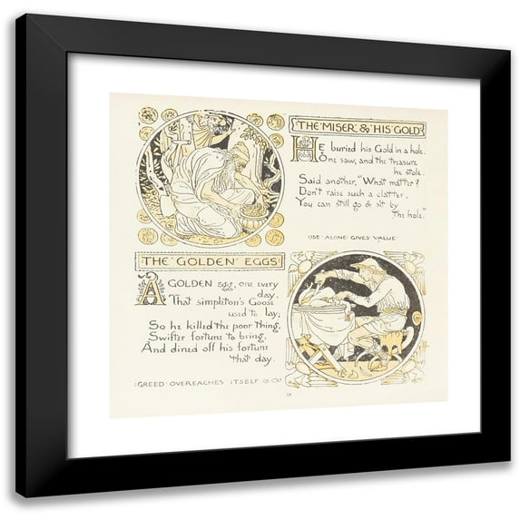 Walter Crane 15x15 Black Modern Framed Museum Art Print Titled - The Miser and His Gold, the Golden Eggs (1908)