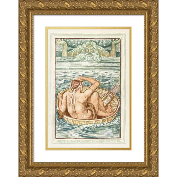 Walter Crane 17x24 Gold Ornate Framed and Double Matted Museum Art Print Titled - Hercules and Atlas (1893)