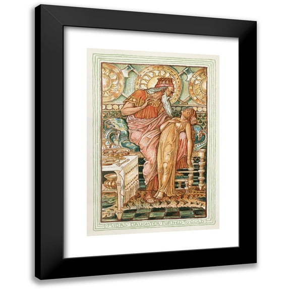 Walter Crane 18x24 Black Modern Framed Museum Art Print Titled - Midas Daughter Turned to Gold (1893)