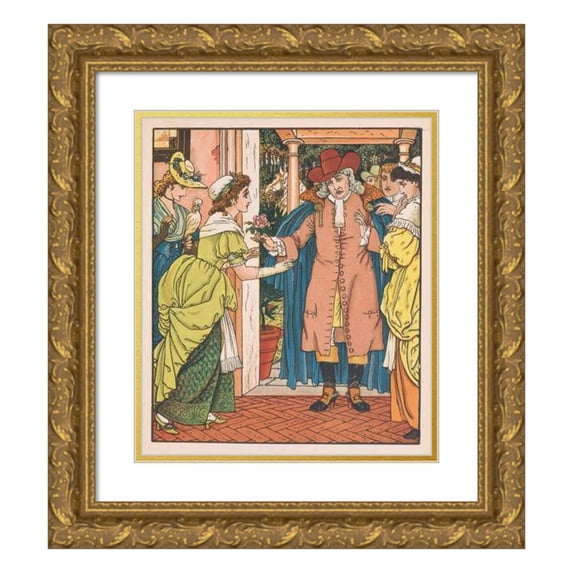 Walter Crane 20x22 Gold Ornate Framed and Double Matted Museum Art Print Titled - Beauty and the Beast Pl. 02 (1896)