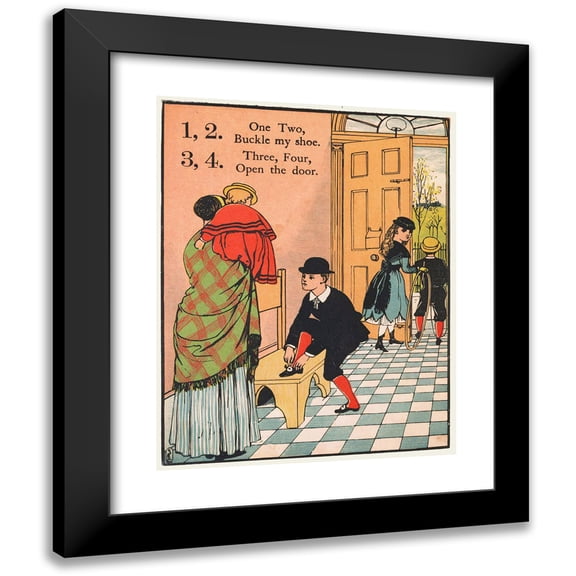 Walter Crane 20x24 Black Modern Framed Museum Art Print Titled - 1, 2, Buckle My Shoe Pl 1 (1869)