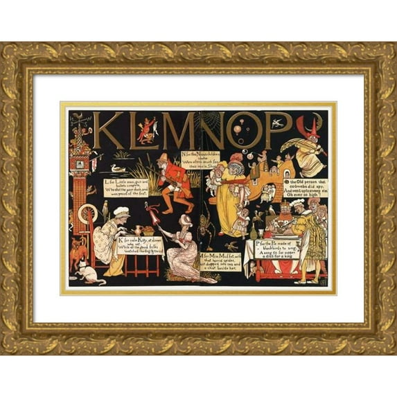 Walter Crane 24x17 Gold Ornate Framed and Double Matted Museum Art Print Titled - The Absurd A.B.C Pl 4 (1874)
