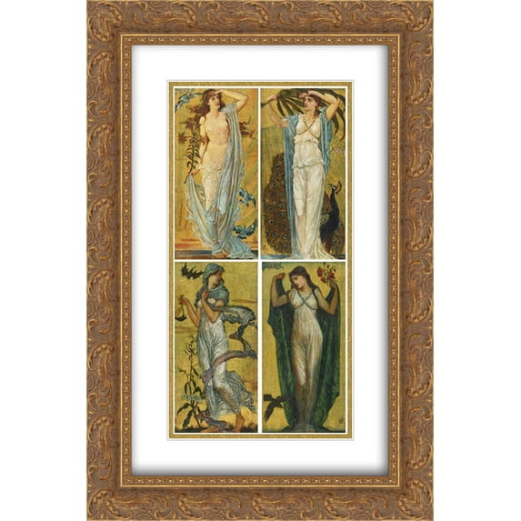Walter Crane 2x Matted 16x24 Gold Ornate Framed Art Print 'Morn, Noon, Eve, Night '